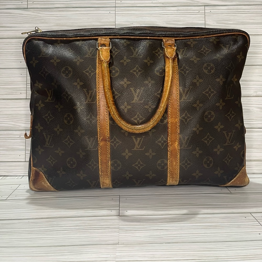 LOUIS VUITTON Vintage Brown Monogram Canvas Briefcase